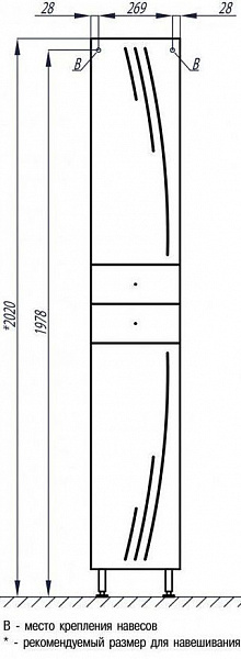 Шкаф-пенал Акватон Минима 32x192 см белый 1A132203MN01R правый фото 3