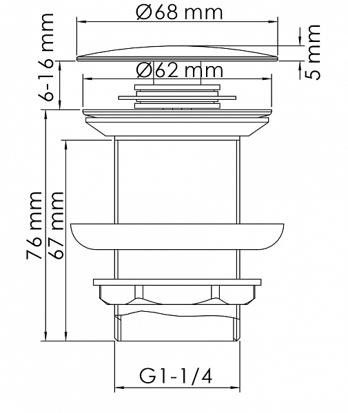 Донный клапан для раковины WasserKRAFT A244 хром фото 2