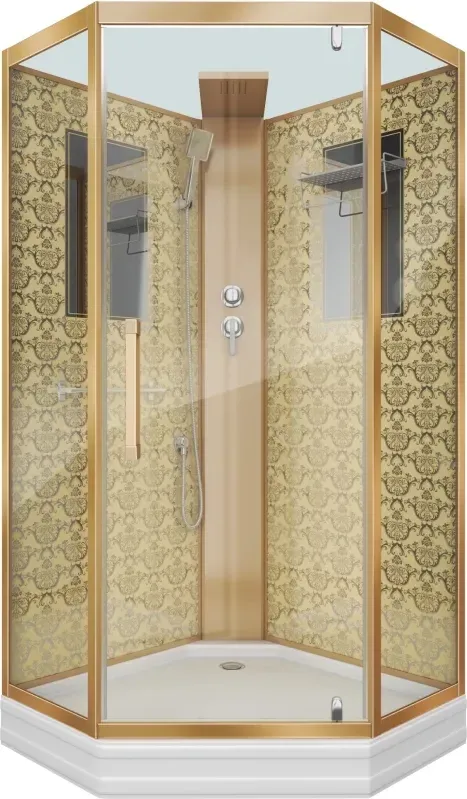 Душевая кабина Niagara Luxe 90x210x90 7799GBK профиль золотой стекло прозрачное
