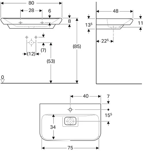 Раковина Geberit MyDay 80 см 125480600 фото 6