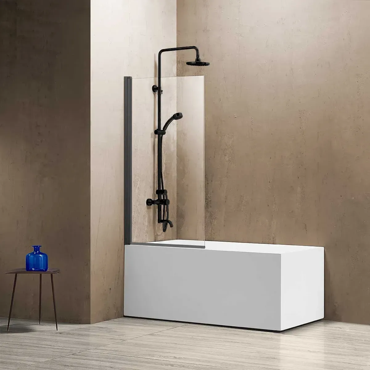 Шторка для ванны Vincea VSB 80x140 VSB-11800CLGM профиль вороненая сталь стекло прозрачное