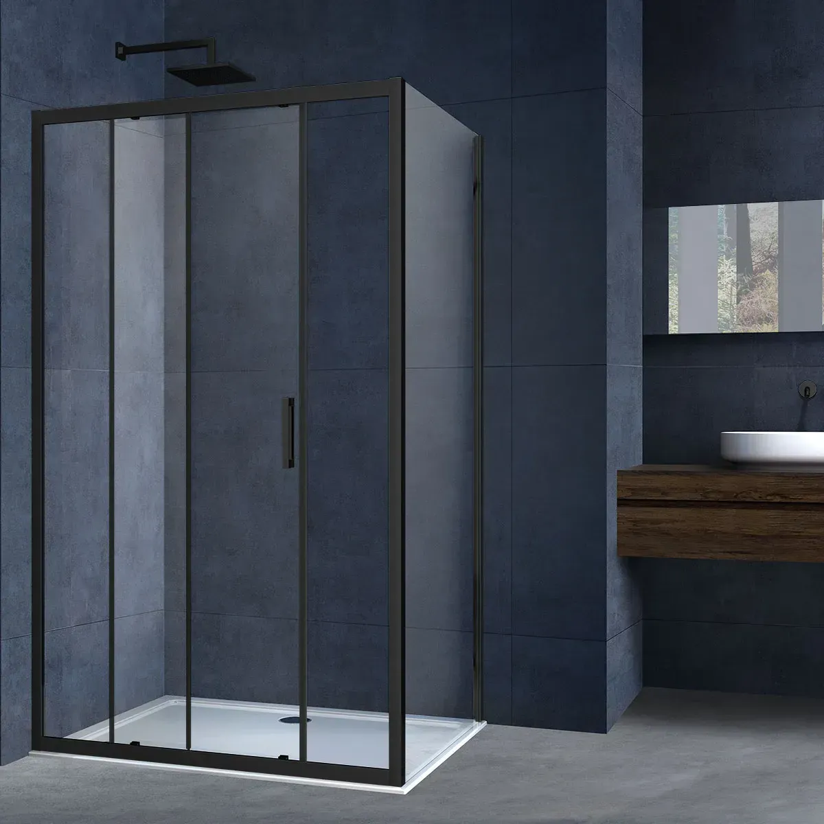 Душевой уголок Vincea Zurich 276 120x195x90 VSR-3AL9012CLB профиль черный стекло прозрачное