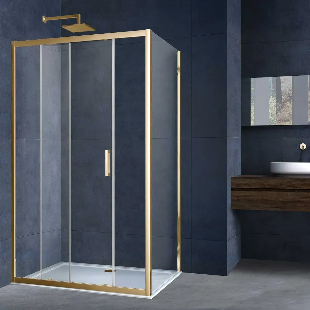 Душевой уголок Vincea Zurich 260 150x195x80 VSR-3AL8015CLG профиль золотистый стекло прозрачное