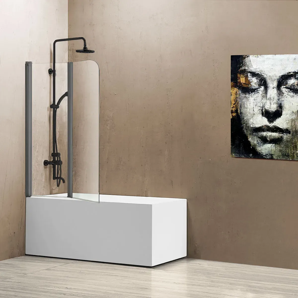 Шторка для ванны Vincea VSB 114x140 VSB-12114CLGM профиль вороненая сталь стекло прозрачное