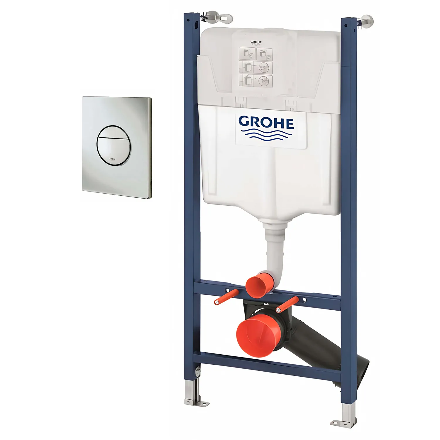 Система инсталляции Grohe 38971000 + 38965000 с кнопкой хром глянцевый