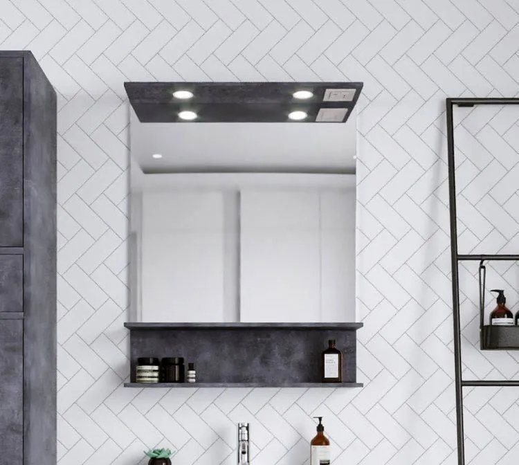 Зеркало Бриклаер Чили 70x90 4627125415166 с полочкой и подсветкой