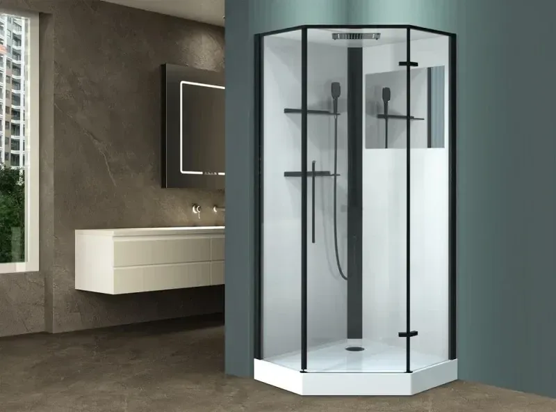 Душевая кабина Esbano Muse 90x215x90 ESKM90PRR профиль черный стекло прозрачное