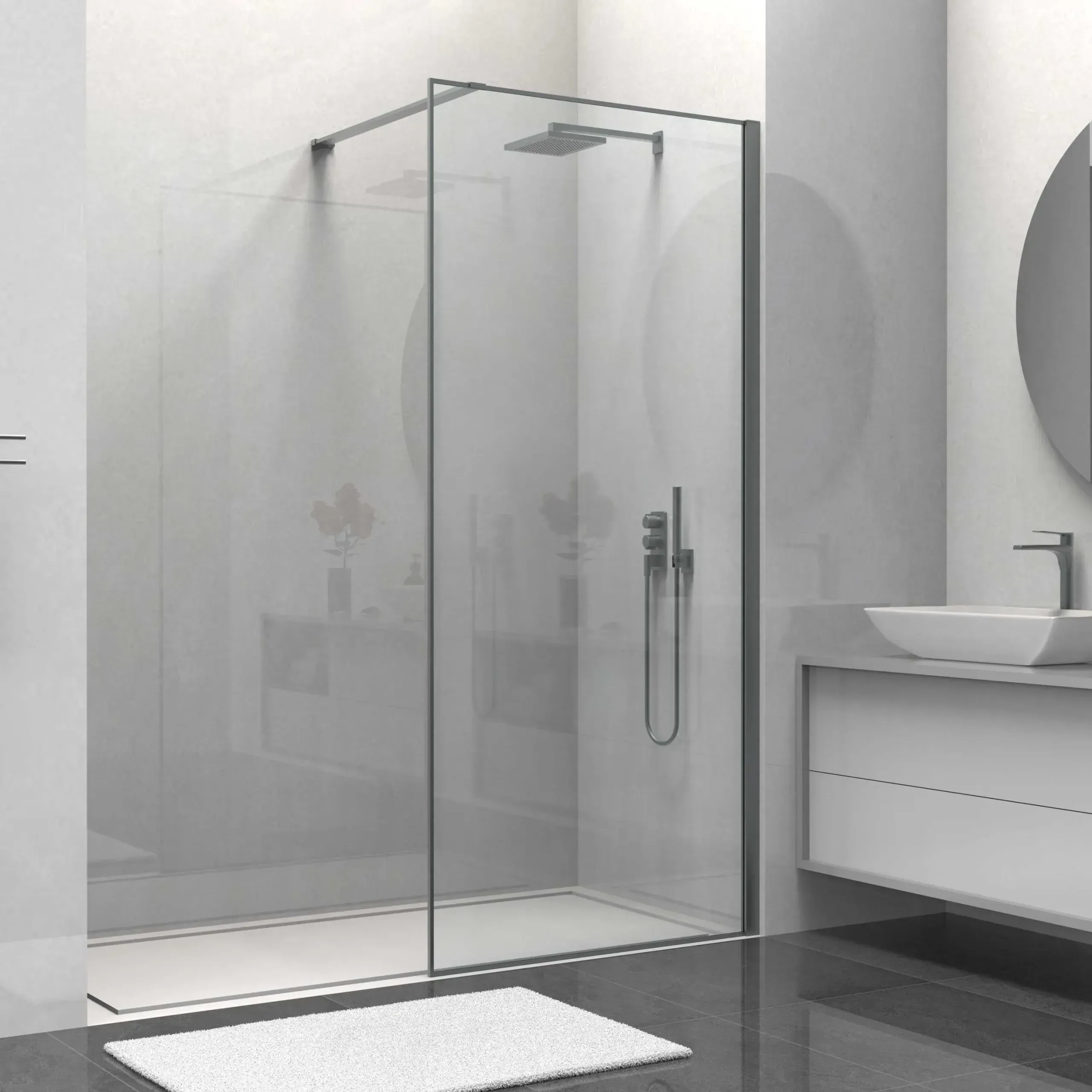 Душевая перегородка Vincea Walk in HS 90x200 VSW-1HS900CLGM профиль вороненая сталь стекло прозрачное