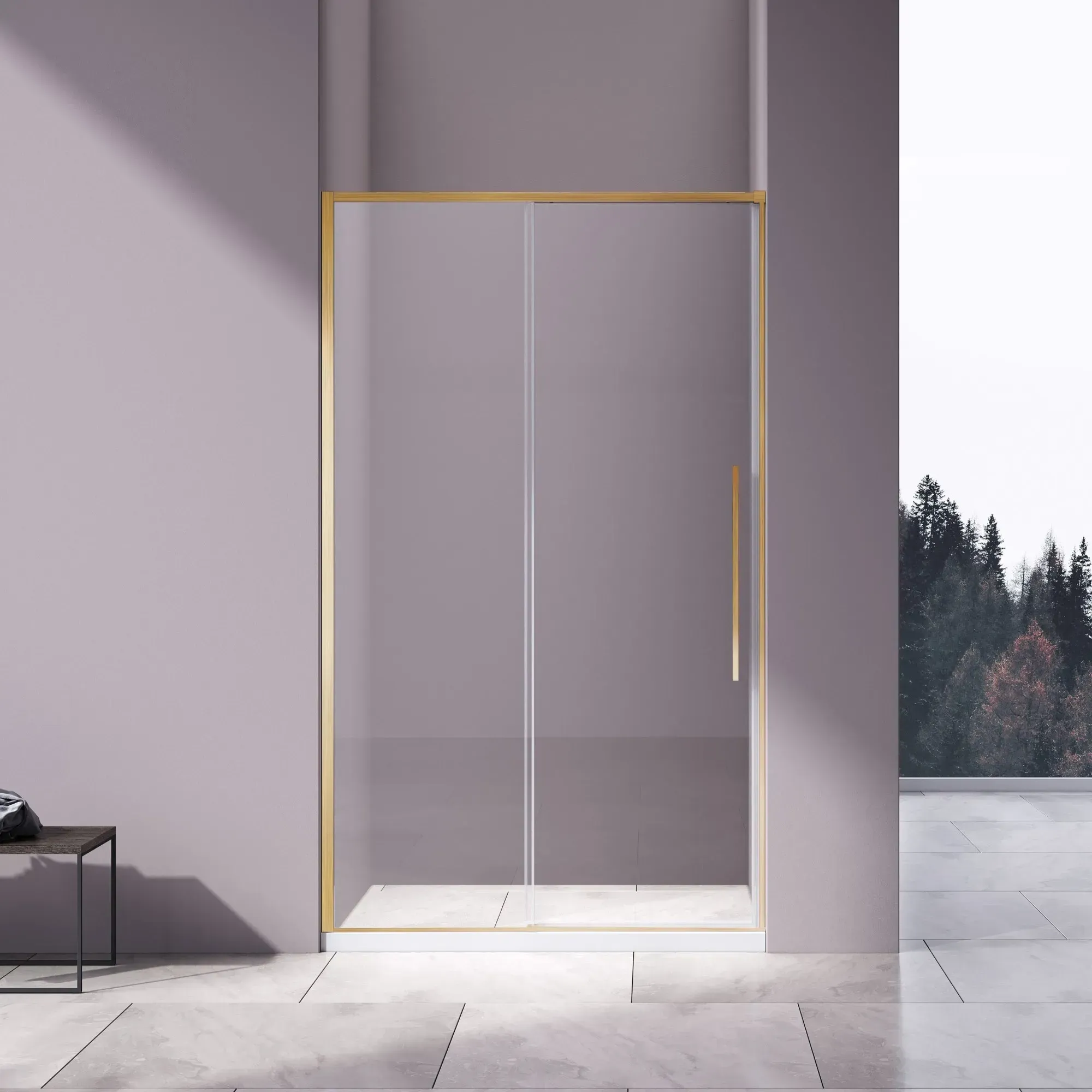 Душевая дверь Vincea Slim-N 140x195 VDS-4SN140CLG профиль золотистый стекло прозрачное