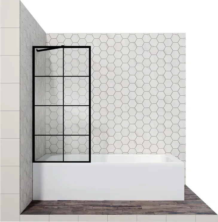 Шторка для ванны Ambassador BathScreens 80x140 16041209 профиль черный стекло прозрачное с узором