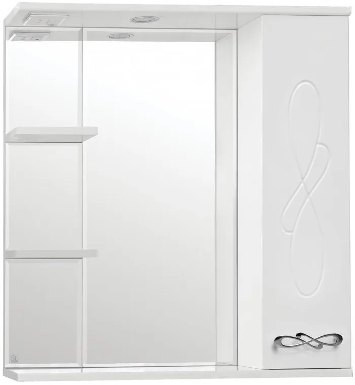 Зеркало Style Line Венеция 75x83 ЛС-00000263 правое с полочкой и подсветкой
