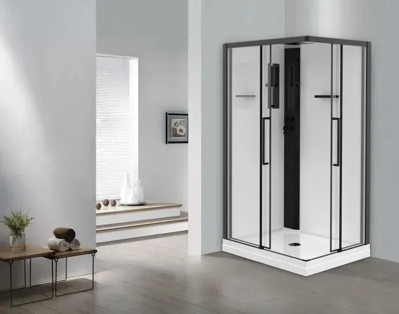 Душевая кабина Esbano Muse 120x215x90 ESKM129CKRR профиль черный стекло прозрачное