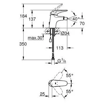 Смеситель Grohe Eurostyle 23721003 для биде фото 2