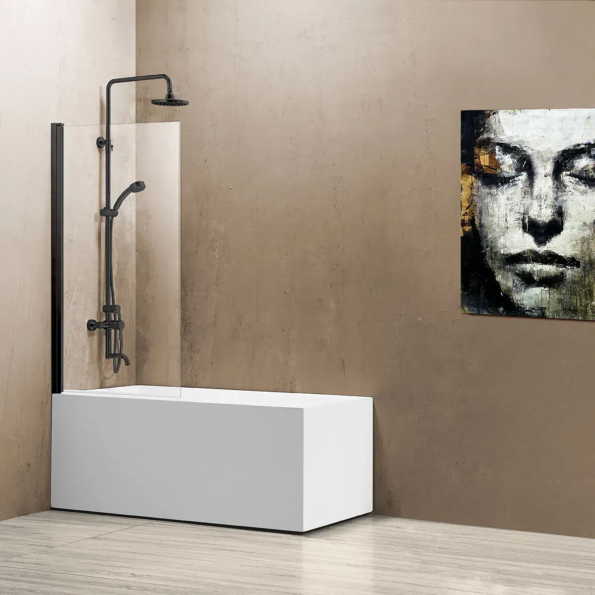 Шторка для ванны Vincea VSB 80x140 VSB-11800CLB профиль черный стекло прозрачное