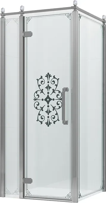 Душевой уголок Ambassador Royal 100x200x100 18015107-L профиль хром стекло тонированное с узором левый