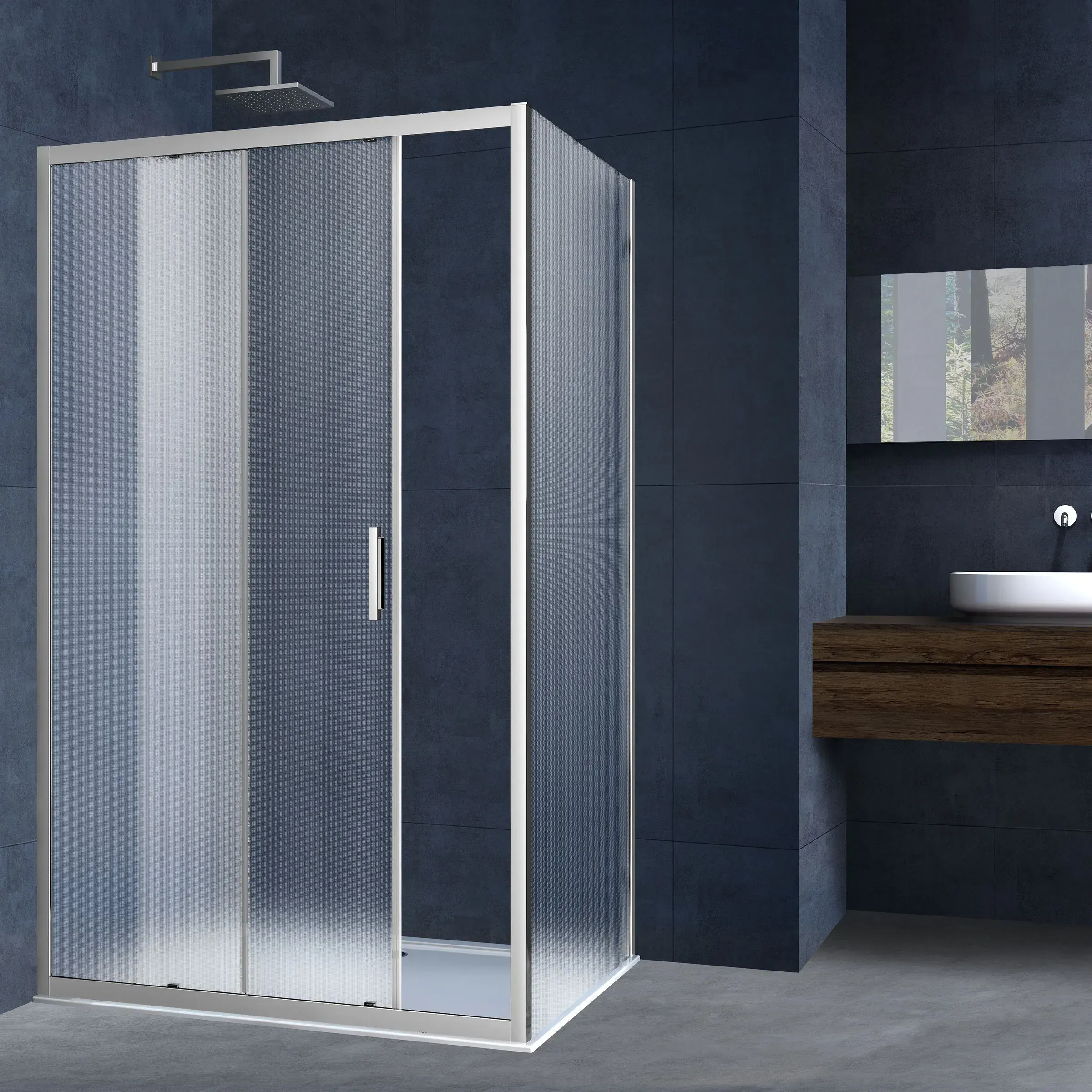 Душевой уголок Vincea Zurich 284 130x195x90 VSR-3AL9013MT профиль хром стекло текстурное