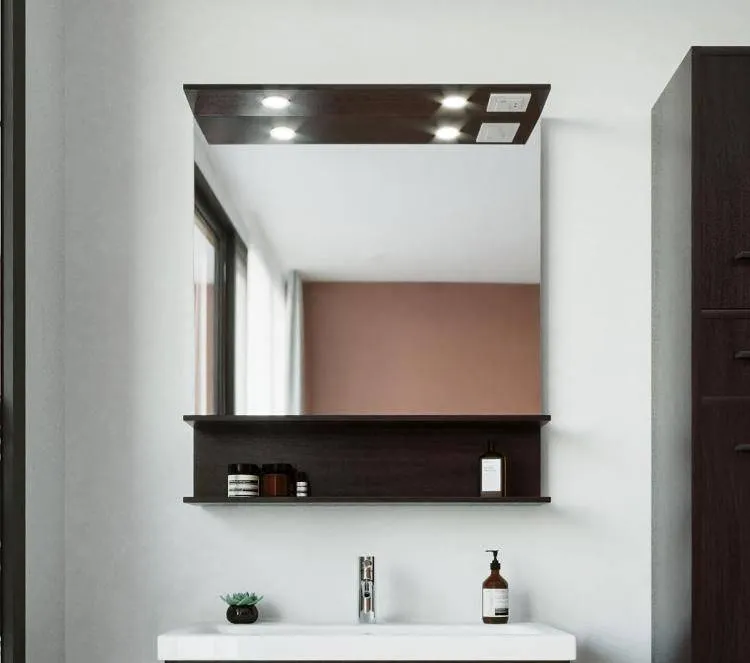 Зеркало Бриклаер Чили 80x90 4627125415067 с полочкой и подсветкой