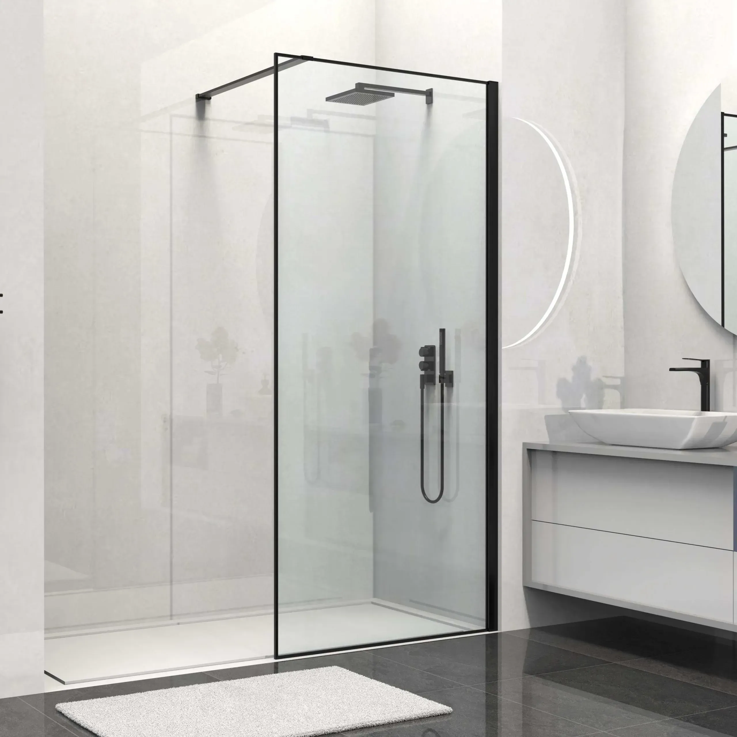 Душевая перегородка Vincea Walk in HS 90x200 VSW-1HS900CLB профиль черный стекло прозрачное
