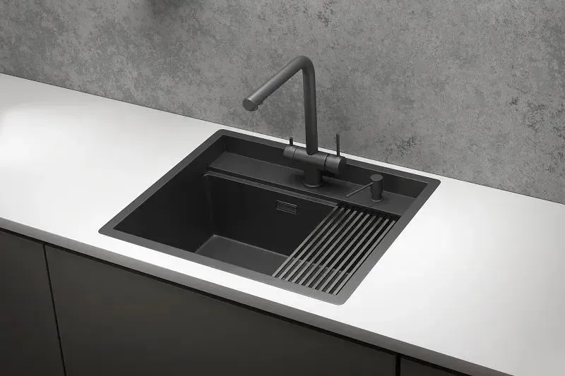 Мойка для кухни Granula Kitchen Space 80 см KS-6051 черный матовый