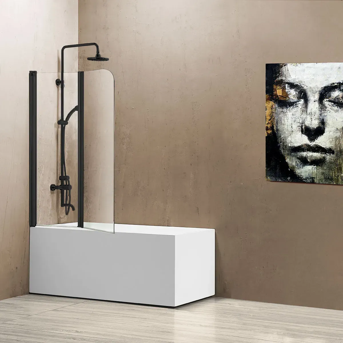 Шторка для ванны Vincea VSB 114x140 VSB-12114CLB профиль черный стекло прозрачное