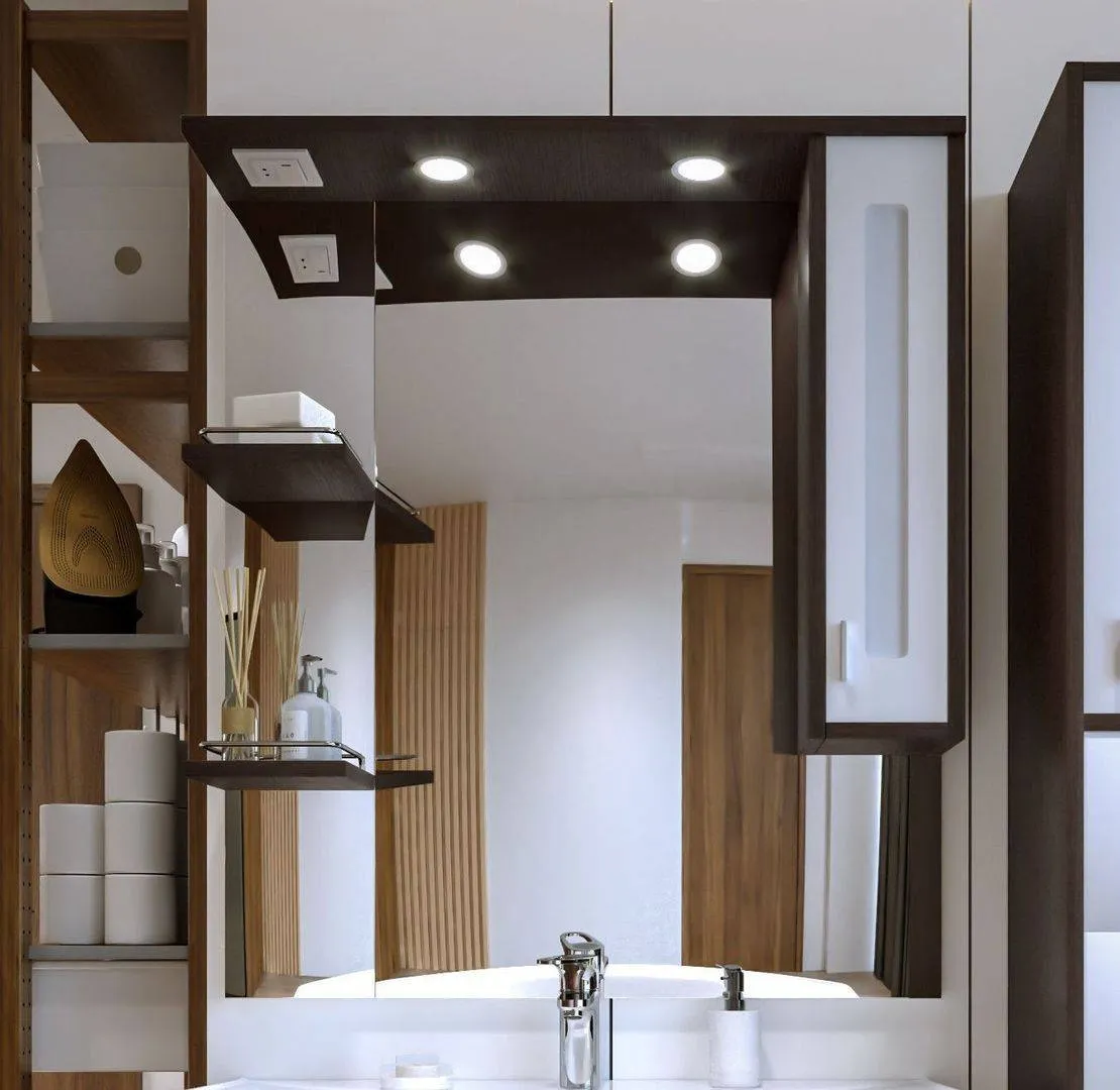 Зеркало Бриклаер Бали 90x102 4627125411861 с полочкой и подсветкой