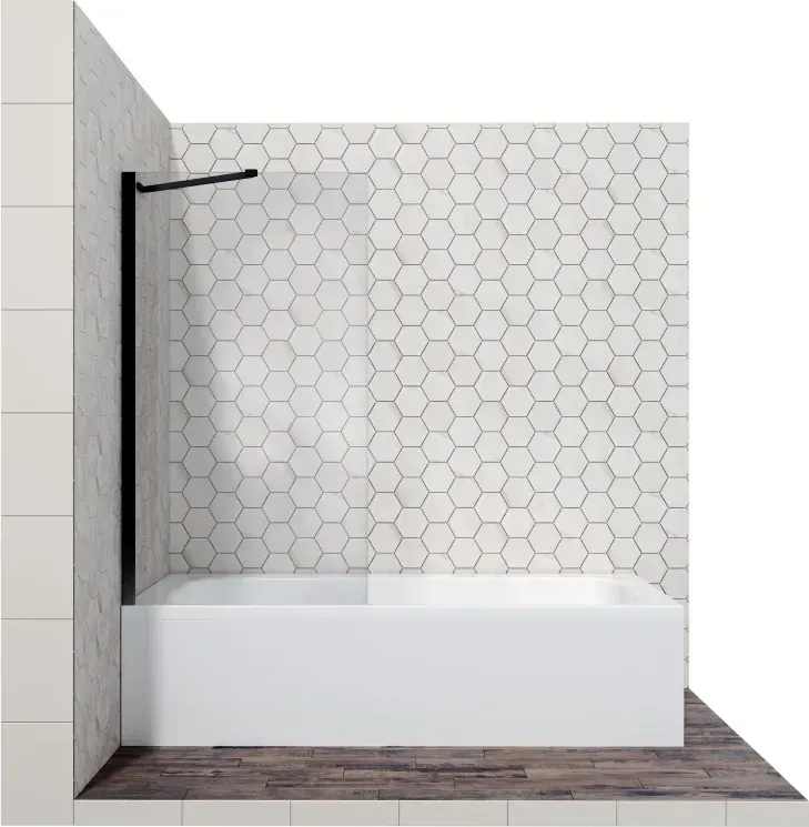 Шторка для ванны Ambassador BathScreens 80x140 16041207 профиль черный стекло прозрачное