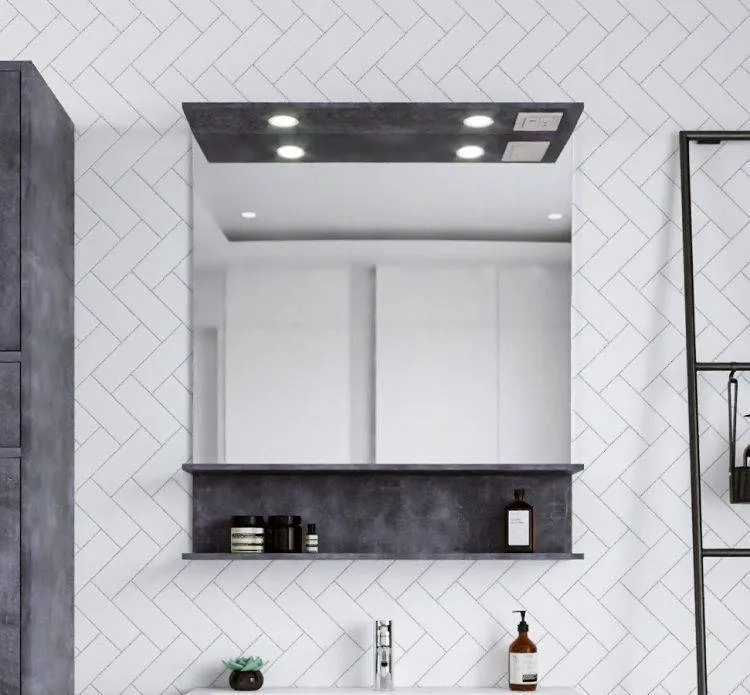 Зеркало Бриклаер Чили 80x90 4627125415173 с полочкой и подсветкой