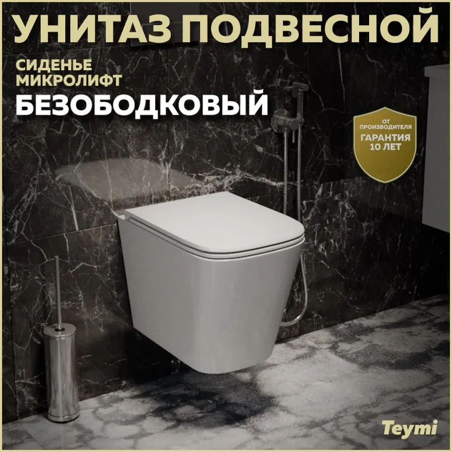 Унитаз подвесной Teymi Eva S W00081 подвесной безободковый с микролифтом