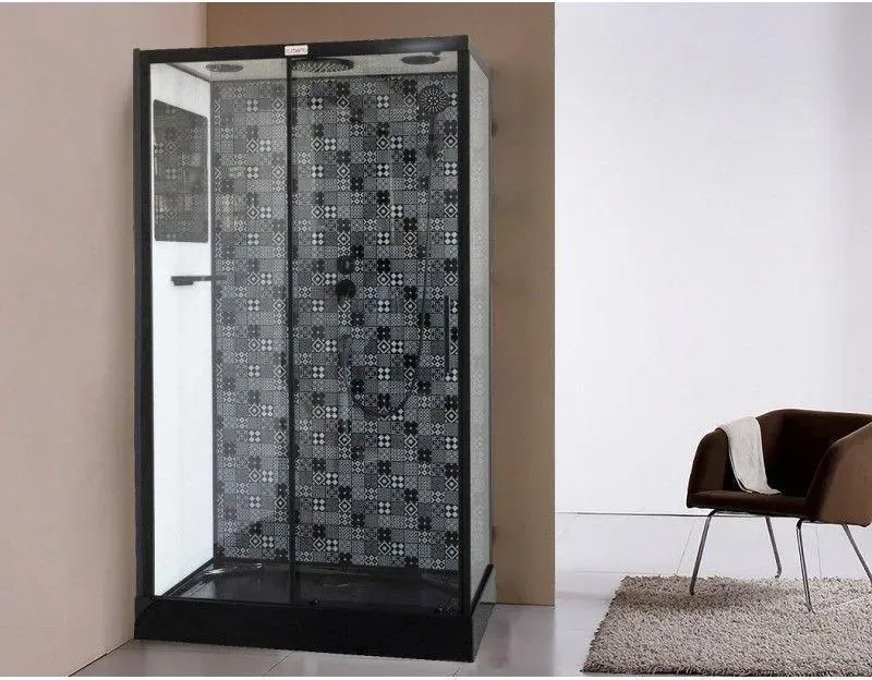 Душевая кабина Esbano Elegancia 120x210x80 ESKBB1280CKR профиль черный стекло прозрачное