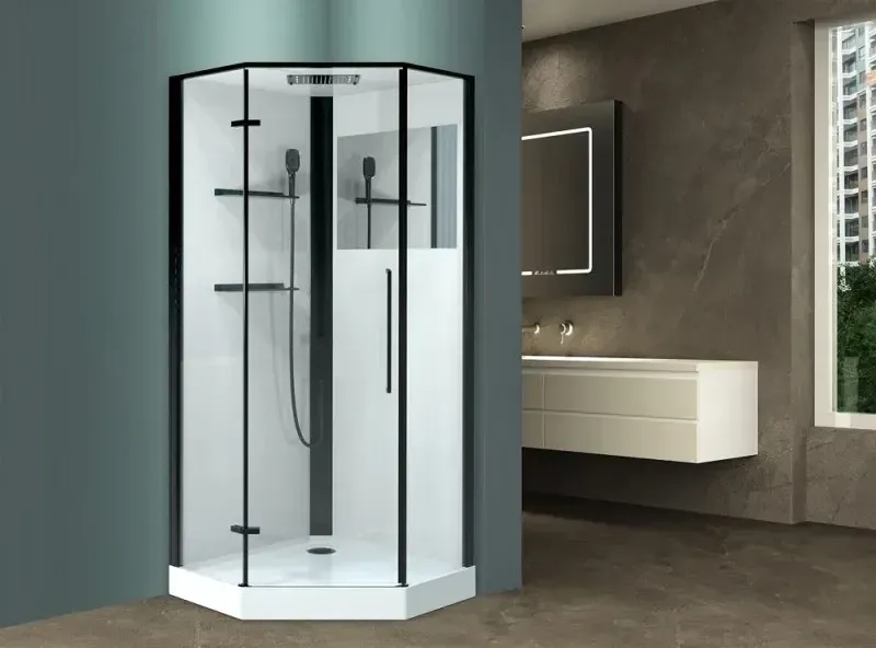 Душевая кабина Esbano Muse 90x215x90 ESKM90PRL профиль черный стекло прозрачное