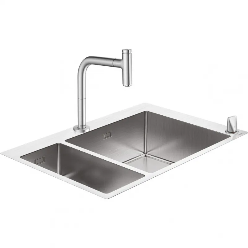 Кухонная мойка Hansgrohe C71-F655-09 со смесителем Нержавеющая сталь