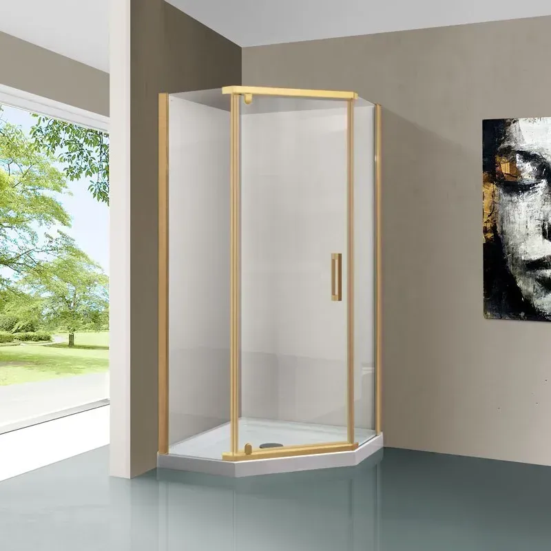 Душевой уголок Vincea Stresa 90x195x90 VSP-1S900CLG профиль золотистый стекло прозрачное