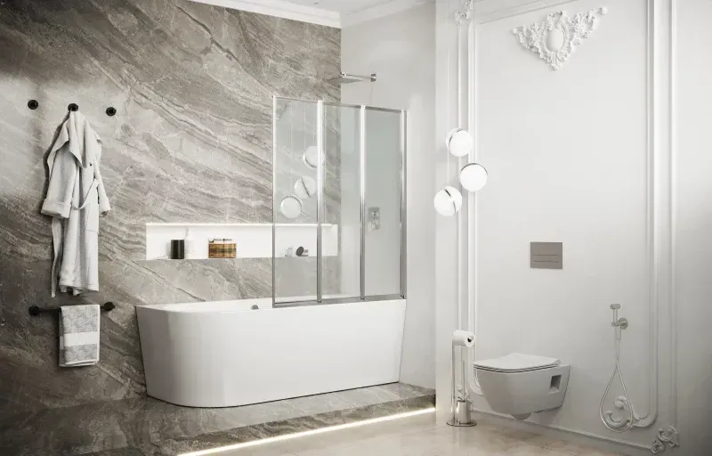Шторка для ванны Ambassador BathScreens 90x140 16041113 профиль хром стекло прозрачное
