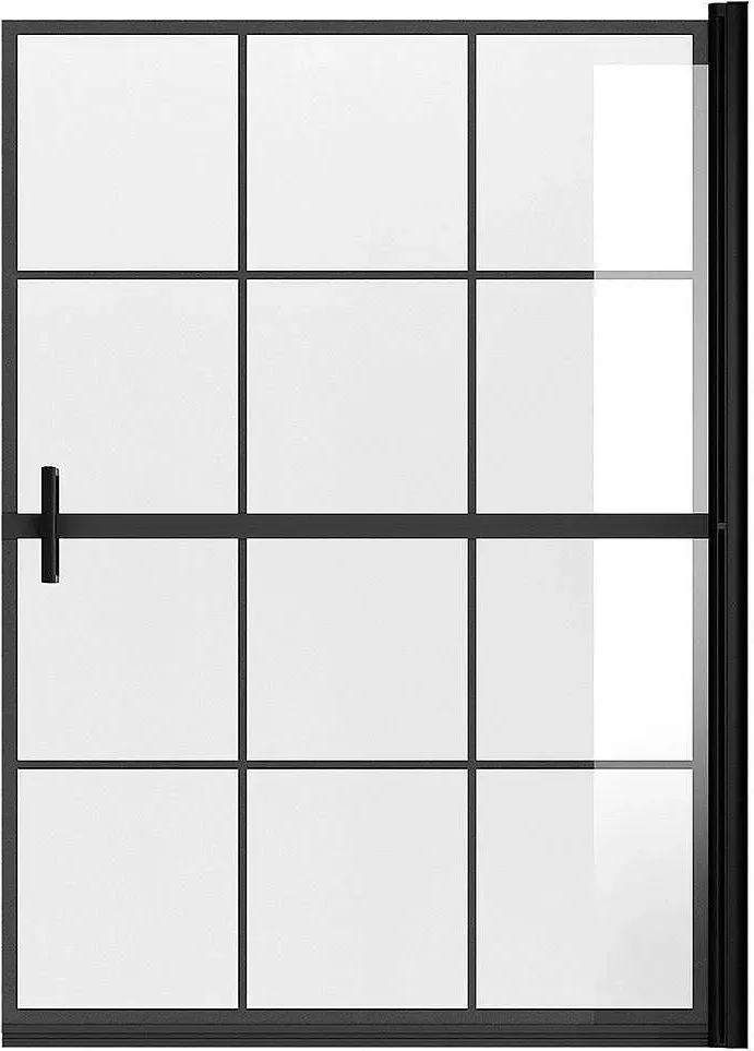 Шторка для ванны Niagara Nova 100x140 NG-08-10BLACK профиль черный стекло прозрачное с узором