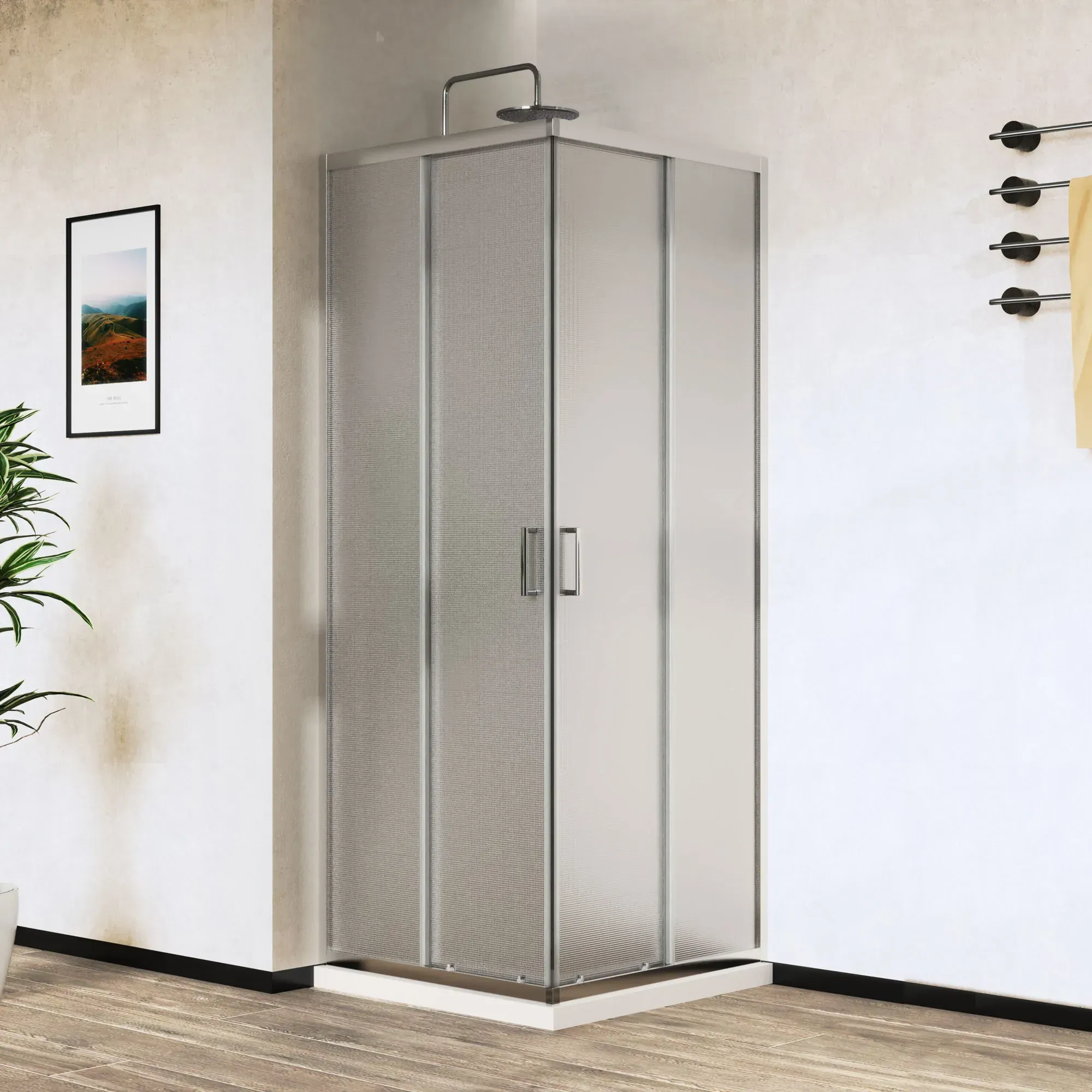 Душевой уголок Vincea City 80x195x80 VSS-5CT800MT профиль хром стекло текстурное