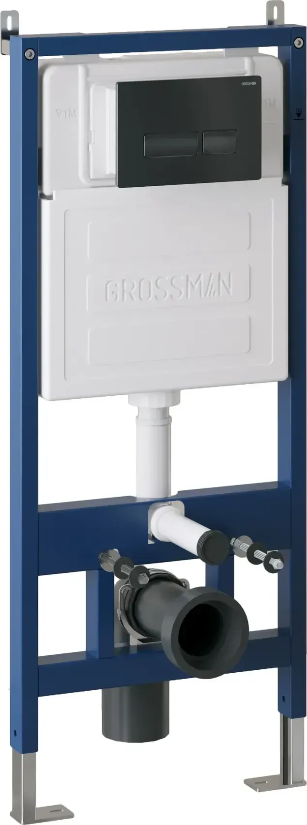 Унитаз Grossman 97.4414S.03.210 с инсталляцией и черной матовой кнопкой смыва
