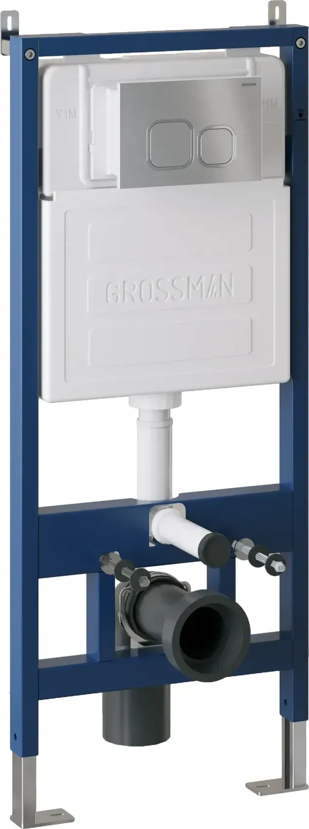 Унитаз Grossman 97.4414S.02.110 с инсталляцией и хром матовой кнопкой смыва