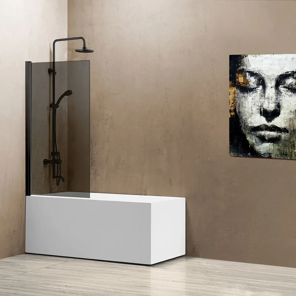 Шторка для ванны Vincea VSB 80x140 VSB-11800CGB профиль черный стекло тонированное