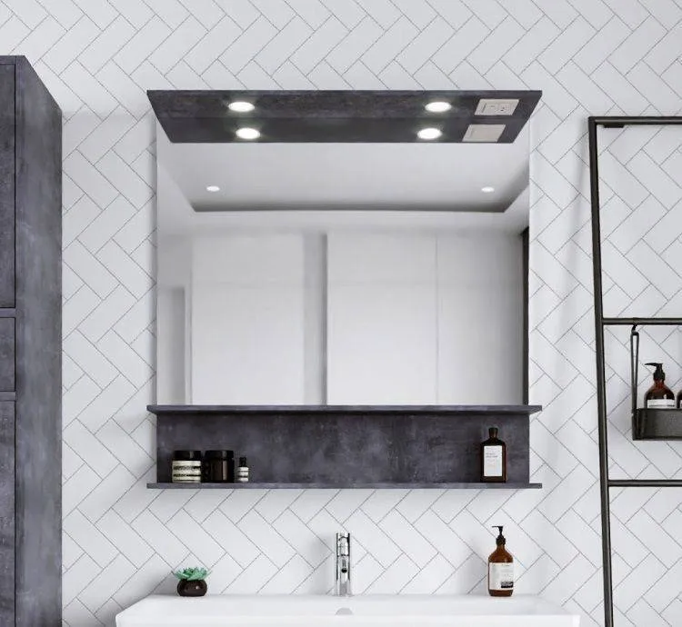 Зеркало Бриклаер Чили 90x89 4627125415180 с полочкой и подсветкой