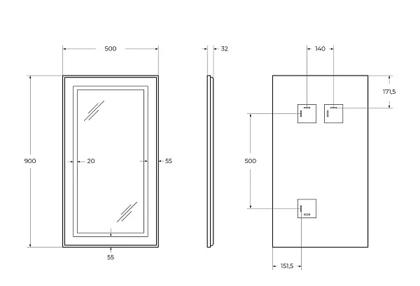 Зеркало BelBagno Kraft 50x90 SPC-KRAFT-500-900-SENS-NERO с подсветкой фото 9