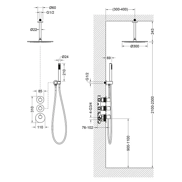 Душевой комплект TIMO Saona SX-2399/00SM фото 2