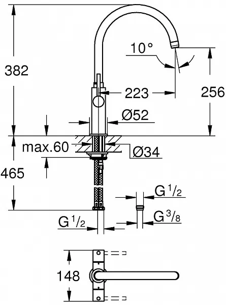 Смеситель Grohe Ambi Cosmopolitan 30190000 для кухонной мойки фото 4