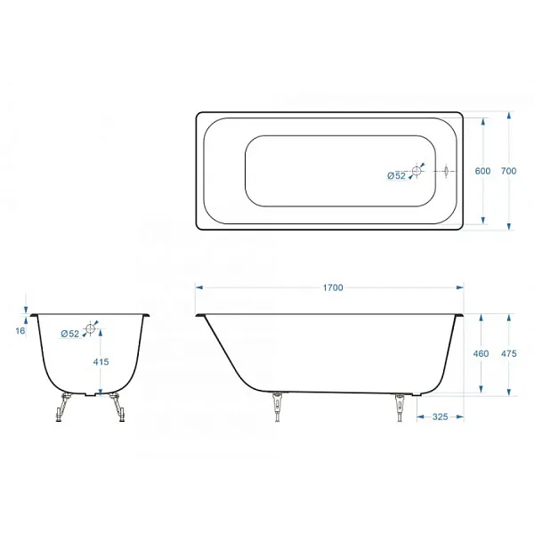 Ванна чугунная Delice Aurora 170x70 DLR230605R-AS с отверстиями под ручки и антискользящим покрытием фото 2