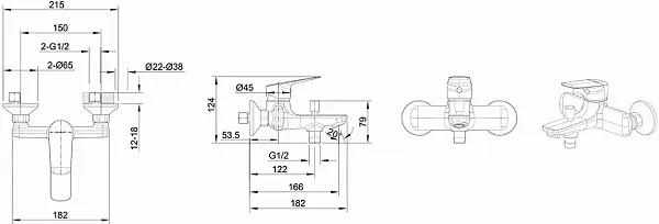 Смеситель Bravat Rhein F6429564CP-01-ENG для ванны с душем фото 2