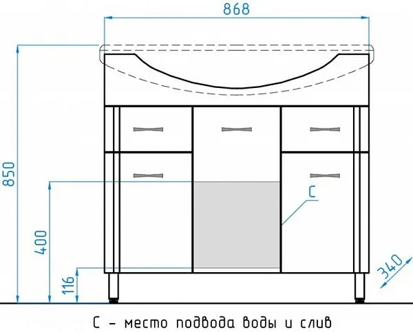 Мебель для ванной Style Line Эко Стандарт №26 90 напольная с зеркалом-шкафом Энигма фото 5