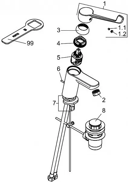 Смеситель Kludi Pure&Easy Care 372870565 для раковины с донным клапаном фото 2