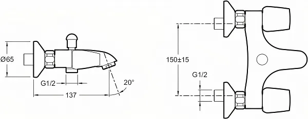 Смеситель Jacob Delafon Ginko E71927-CP для ванны с душем фото 3