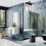 Шторка для ванны MaybahGlass 80x140 MGV-70-3ш профиль золото стекло бронза фото 2