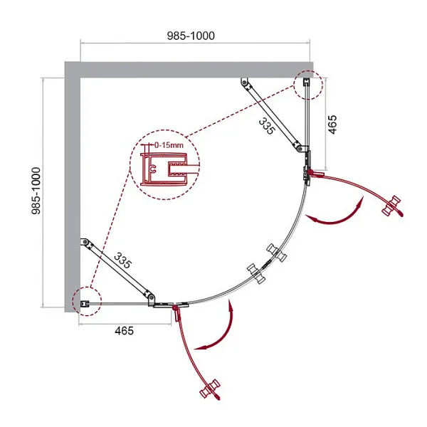 Душевой уголок BelBagno KRAFT KRAFT-R-2-100-C-Cr фото 6