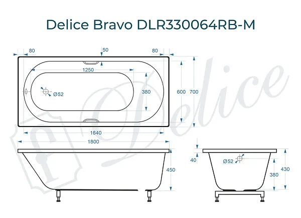Ванна из искусственного камня Delice Bravo DLR330064RB-M фото 1